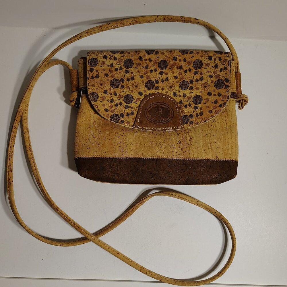 Vintage Authentic JA Natural Cork Made in Portugal Floral Crossbody Western Bag